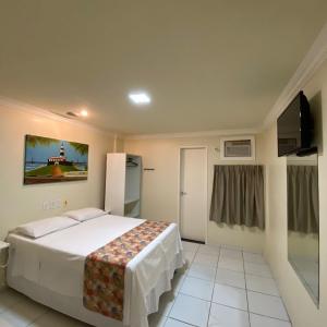萨尔瓦多蒙特雷酒店的酒店客房,配有床和电视