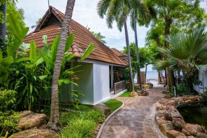 查汶苏梅岛那帖度假村的一座带游泳池和棕榈树的房子