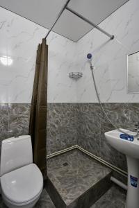 阿拉木图Апарт 33的一间带卫生间和水槽的浴室