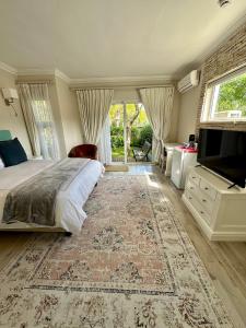 开普敦Constantiaberg Eco-Villa的一间卧室配有一张大床和电视