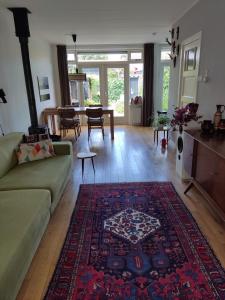 迪温特Sfeervolle woning dichtbij centrum Deventer的带沙发和地毯的客厅