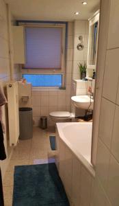 美因河畔法兰克福Apartment im Zentrum的一间带水槽和卫生间的浴室