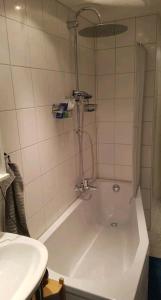美因河畔法兰克福Apartment im Zentrum的浴室设有浴缸和淋浴。