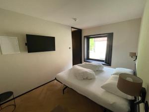 沃瑟姆阿尔伯格Warth52-W52 Apartments的酒店客房设有两张床和一台平面电视。