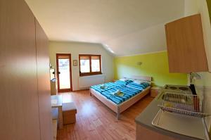 VažecVila Rhea的小房间设有床和厨房