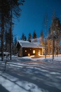 基蒂莱Black Work Levi Aihki的雪中的一个小木屋