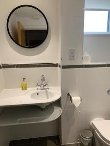 特鲁罗The Apartment Boscawen Woods的白色的浴室设有水槽和镜子