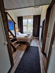 基律纳玛塔拉卡北极光旅舍的一间卧室配有一张双层床和梯子