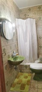 阿玛考德佩拉Vivenda Miraflores的一间带绿色水槽和卫生间的浴室