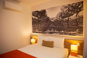 南卡希亚斯Partner Caxias do Sul的一间卧室配有一张壁画床