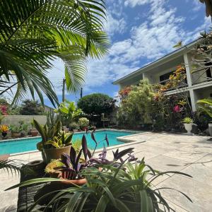 阿皮亚萨摩亚瓦伊酒店的一座带游泳池和一些植物的房子