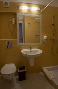 克塞洛伊罗特科酒店的一间带水槽、卫生间和镜子的浴室