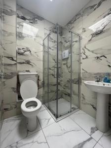库特希尔Top of the Town No.5的浴室配有卫生间、淋浴和盥洗盆。