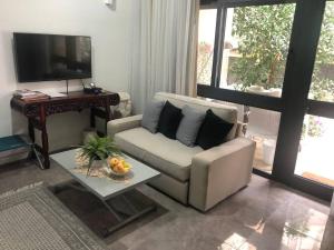 耶路撒冷New luxurious apt, the BEST location in Jerusalem的带沙发和电视的客厅