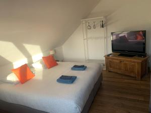 梅瑟休闲时光宾馆的一间卧室配有一张床和一台平面电视