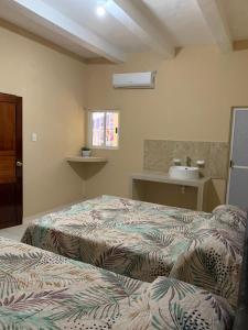 萨利纳克鲁斯Casa de los abuelos的一间卧室设有两张床和盥洗盆