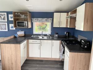 纽基Newquay Bay Resort - Sea Breeze 61的小厨房配有白色橱柜和水槽