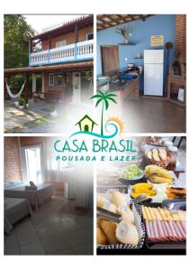 特林达德Casa Brasil pousada e lazer的一张带食物的房屋照片的拼贴