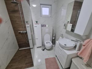ČepinKuća za odmor Rita的浴室配有卫生间、盥洗盆和淋浴。