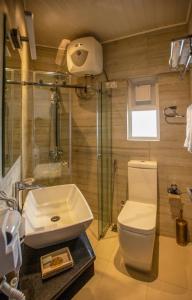 努沃勒埃利耶The Breeze Luxury Apartment的浴室配有卫生间、盥洗盆和淋浴。