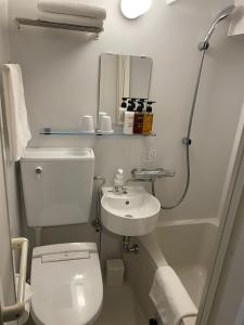 千岁Hotel Classe Stay Chitose的一间带卫生间、水槽和镜子的浴室