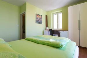 奥米沙利Villa Ajda - Green room的一间卧室配有一张带绿毯的床