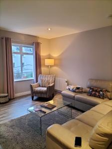 Ó MéithDolmen Apartment Carlingford Lough,Omeath的客厅配有沙发和椅子