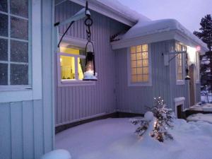 Narvan Maatilamajoitus Helenan Kanat ja Kammarit的雪覆盖的房屋