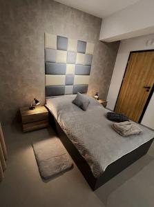 扎托尔Premium Apartment Eleven的一间卧室配有一张大床和床头板