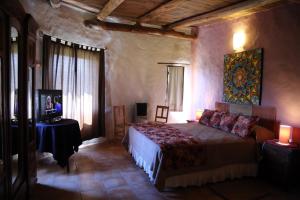 塔菲德尔瓦勒波萨达拉瓜达卢佩酒店的一间卧室配有一张床,并在一间客房内配有电视。