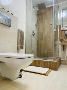 GiurgiuImperium DK Apartament的浴室配有白色卫生间和淋浴。