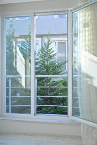 ArnavutköyForest villa- 5 minutes from the airport的享有外面树木景致的开放式窗户
