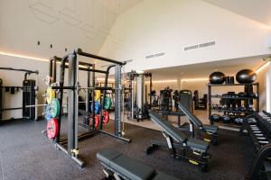 莱斯比Laceby Manor - Spa & Golf Resort的健身房,有很多机器和重量