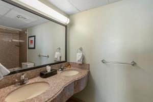 弗吉尼亚海滩Sandcastle Resort的一间带两个盥洗盆和大镜子的浴室