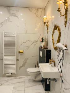维也纳XuBa ApartmentRooms Messe Wien Prater的一间带卫生间和水槽的浴室