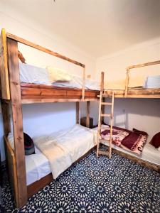 索维拉berber hostel的铺有地毯的客房内的两张双层床