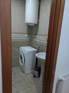 弗拉涅SP Apartmani FREE PARKING的一间带洗衣机和水槽的浴室
