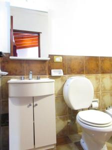 伊鲁亚El mirador de iruya的一间带卫生间和水槽的浴室