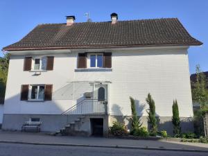 布雷根茨Chalet zum See的街道上带阳台的大型白色房屋