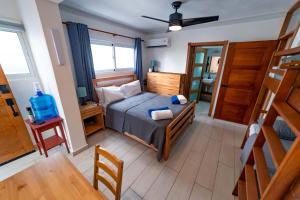 喀巴里特KITE BEACH Oceanfront LUXURY STUDIO - All new in 2022的一间小卧室,配有一张床和一张桌子