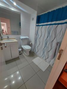 伊基克Departamentos Nautilus的一间带卫生间和淋浴帘的浴室