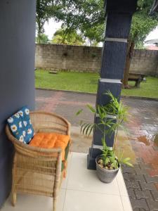 卢萨卡Keresia's guestwing的一个带藤椅的门廊和植物