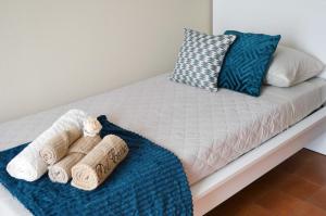 富切基奥Le Case di Sonia DEL CORSO CIV 25 Fucecchio的一张带两条毛巾和枕头的床