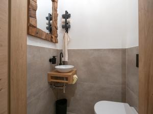 蒂罗尔州圣约翰Ferienwohnung "Tiroler Alpenzauber"的一间带卫生间和水槽的浴室
