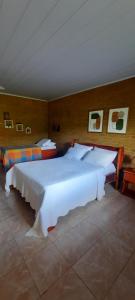 博尼托Eco Flat 314 - Hotel Fazenda Pedra do Rodeadoro的一间大卧室,内配一张白色的大床
