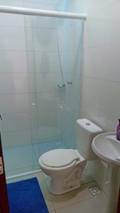 伊瓜苏Recanto Felicitá的带淋浴、卫生间和盥洗盆的浴室