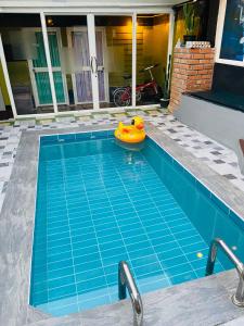 攀牙帕科尔精品度假酒店的游泳池内有充气橡皮鸭