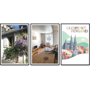 克莱蒙费朗La Maison Blatin的客厅和房子的三幅照片