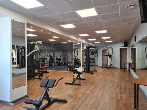 雷泽克内拉特加尔酒店的健身房设有跑步机和椭圆机