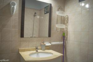 且乌塔El Pinar Suizo的一间带水槽和镜子的浴室